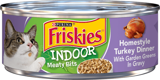 Friskies Indoor Meaty Bits Homestyle Turkey Dinner With Garden Greens In Gravy